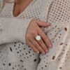 Серебряное кольцо с белым янтарем