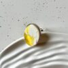 Серебряное кольцо с пейзажным белым янтарем