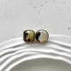 Серебряное двойное кольцо с пейзажным белым янтарем