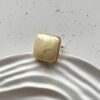 Серебряное кольцо с белым пейзажным квадратным янтарем