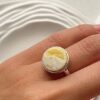 Кольцо и серьги с пейзажным белым янтарем