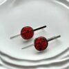 Серебряные круглые серьги с вишневым янтарем
