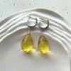 Серебряные серьги капли с граненым прозрачным янтарем