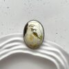 Серебряное большое кольцо с белым пейзажным янтарем