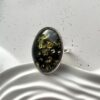 Серебряное кольцо с темным зеленым янтарем с лимонными вкраплениями