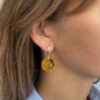 Серебряные серьги шары с граненым прозрачным янтарем