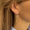 Серебряные двойные серьги с граненым янтарем