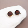 cr1 копия Серебряные круглые серьги с коньячным янтарем